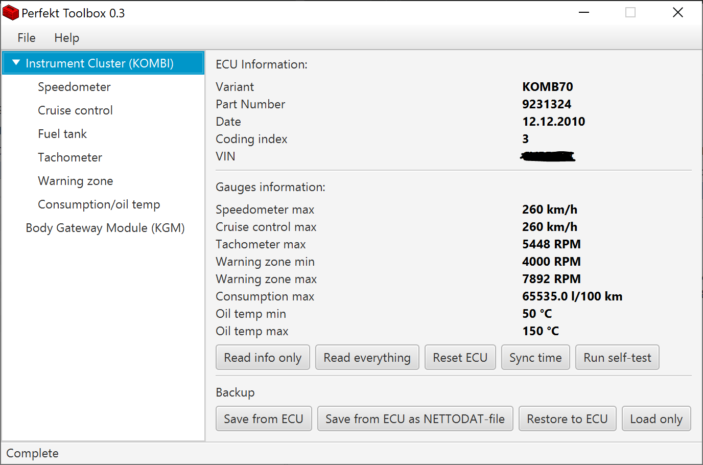 The Perfekt Toolbox main window
